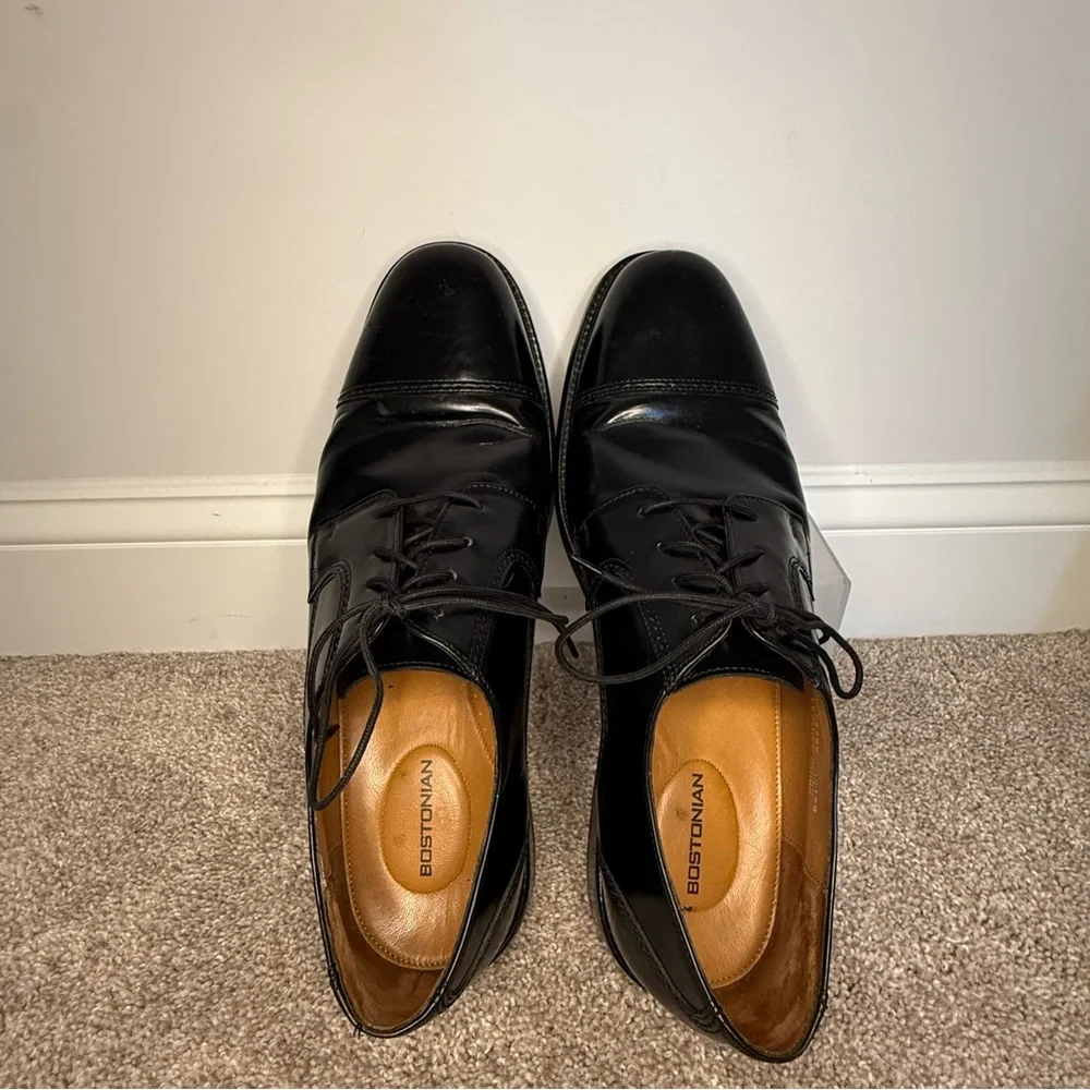 Men's Bostonian Shoes Black Leather 13 First Flex Lace Up Dress Classic Polished